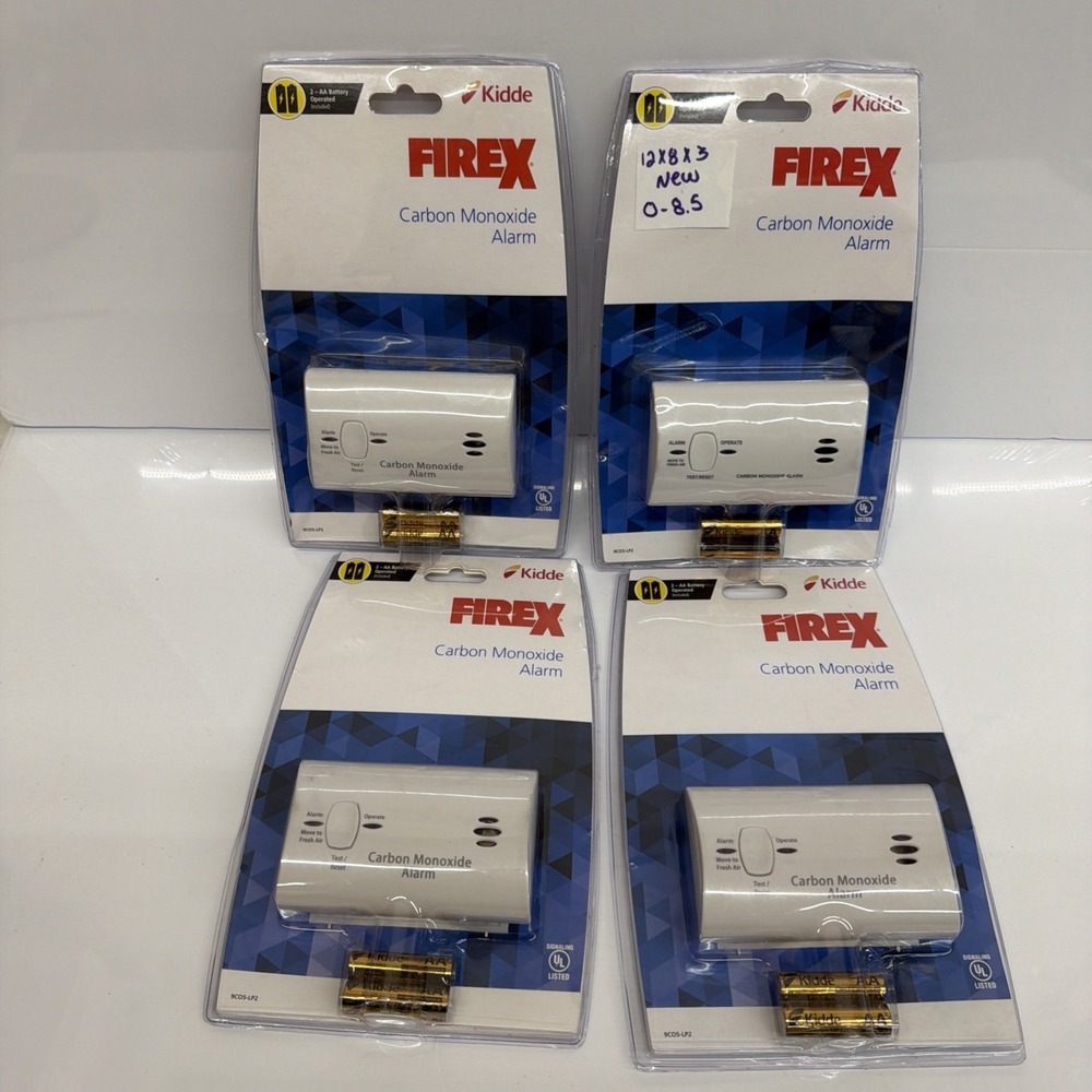 LOT OF 4 Kidde Firex Carbon Monoxide Detector, Battery Operated, CO Detector